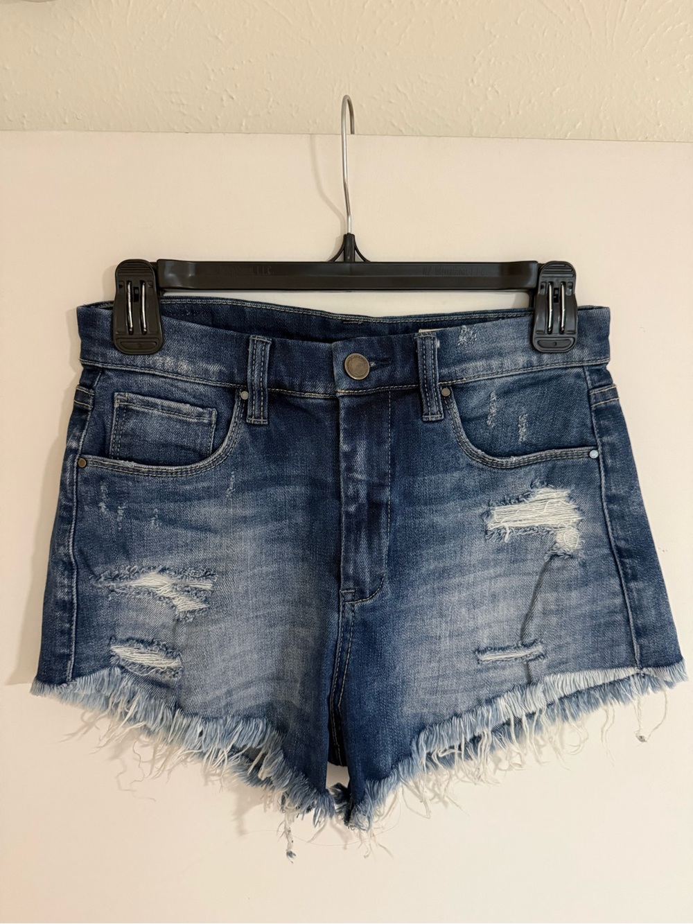 Blank NYC Dark Blue Distressed Denim Cutoff Shorts